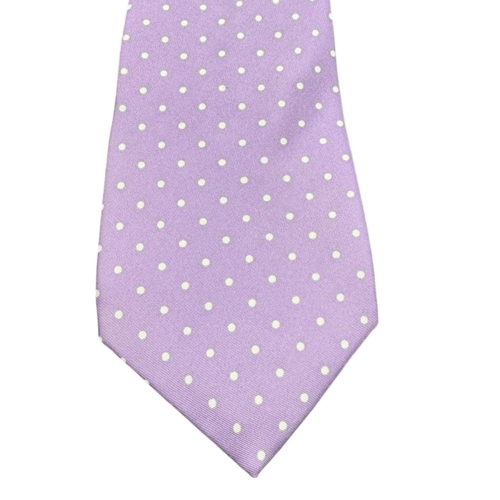 Ralph Lauren Purple Label Mens Necktie Polka Dot Silk Italy Lavender 58 in